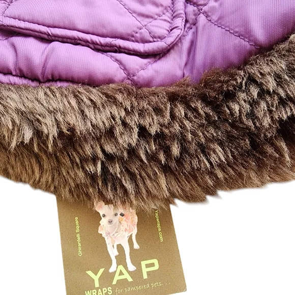 DOG Coat EAST SIDE COLLECTION Nylon & Furry Baby Animal Purple Jacket Coat NWT's - Picture 9 of 16